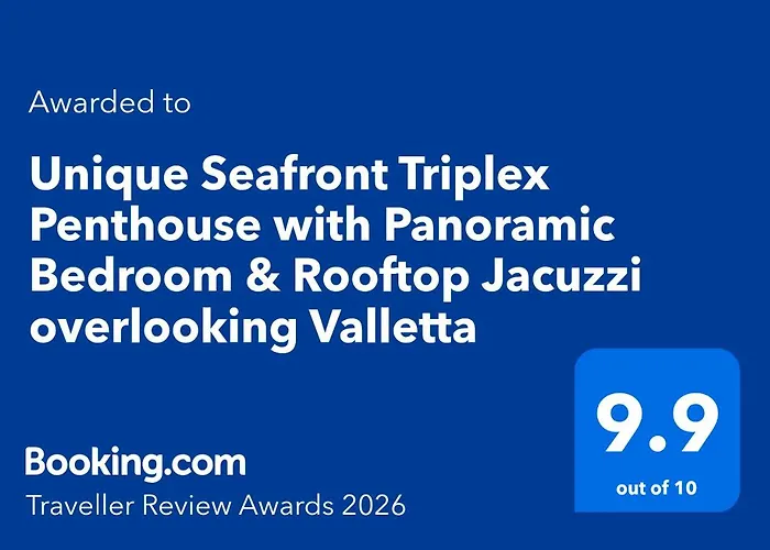 Unique Seafront Triplex Penthouse With Panoramic Bedroom & Rooftop Jacuzzi Overlooking Valletta